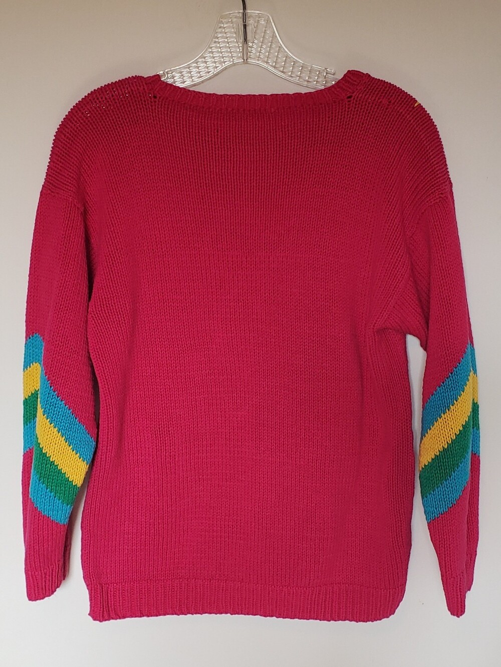 Vintage 1980s Raquel's Collection handmade knit crochet tennis 3D cotton sweater - Picture 8 of 9